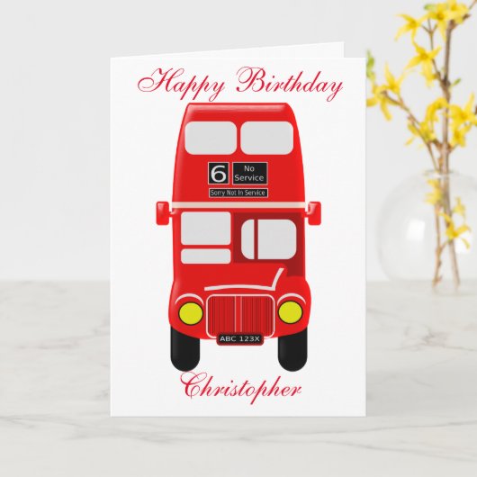 Gepersonaliseerde bus verjaardag kaart (Gele Bloem)