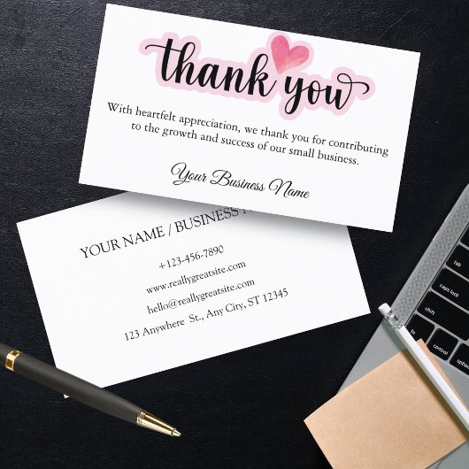 Gepersonaliseerde Business Dank Kaart voor uw best Visitekaartje