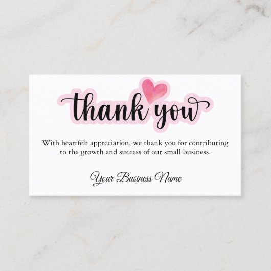 Gepersonaliseerde Business Dank Kaart voor uw best Visitekaartje (Voorkant)