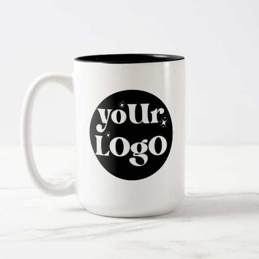 Gepersonaliseerde Business Logo Branded Tweekleurige Koffiemok (Links)