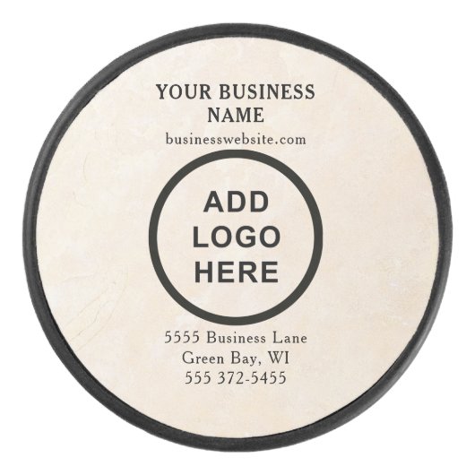 Gepersonaliseerde Business Logo Cream Branded Hockey Puck (Voorkant)