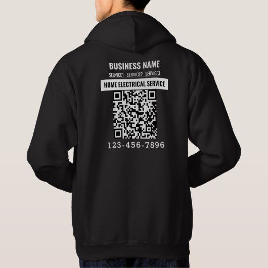 Gepersonaliseerde Business Logo QR code Work Outfi Hoodie (Achterkant)