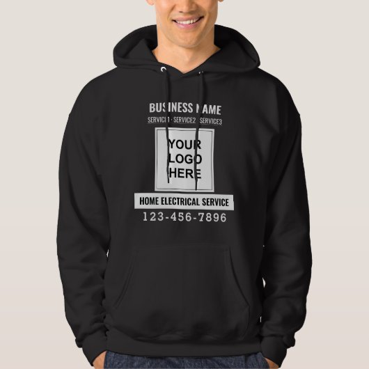 Gepersonaliseerde Business Logo QR code Work Outfi Hoodie (Voorkant)