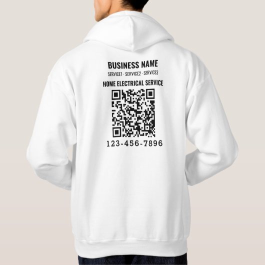 Gepersonaliseerde Business Logo QR code Work Outfi Hoodie (Achterkant)