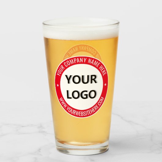 Gepersonaliseerde Business Logo Text Glass Uw kleu Glas (Voorkant gevuld)
