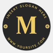 Gepersonaliseerde Business Monogram Goud Zwart Ronde Sticker (Voorkant)