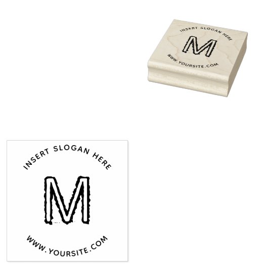 Gepersonaliseerde Business Monogram Round Rubberstempel (Gestempeld)