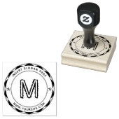 Gepersonaliseerde Business Monogram Round Rubberstempel (Gestempeld)