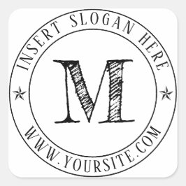 Gepersonaliseerde Business Monogram Round Vierkante Sticker