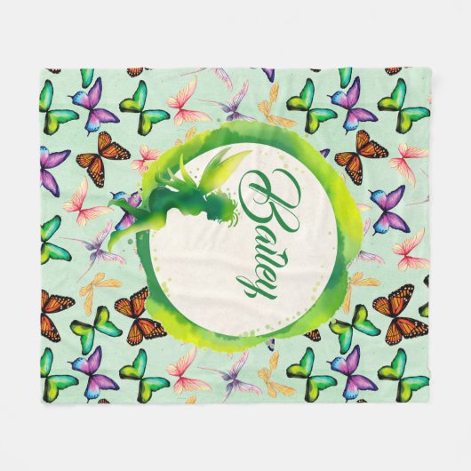 Gepersonaliseerde Butterflies Fleece Deken (Voorkant (Horizontaal))