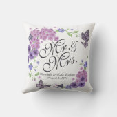 Gepersonaliseerde Butterflies Floral Wedding Pillo Kussen (Achterkant)