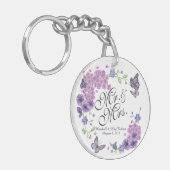 Gepersonaliseerde Butterflies Floral Wedding Sleut Sleutelhanger (Voorkant Links)