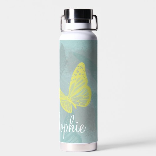 Gepersonaliseerde Butterflies Grunge Waterfles (Achterkant)