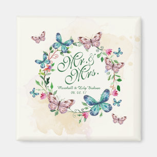 Gepersonaliseerde Butterfly Wreath Wedding Magne Magneet