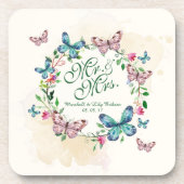 Gepersonaliseerde Butterfly Wreath Wedding | Onder Onderzetter (Voorkant)