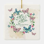 Gepersonaliseerde Butterfly Wreath Wedding | Versi Keramisch Ornament (Achterkant)