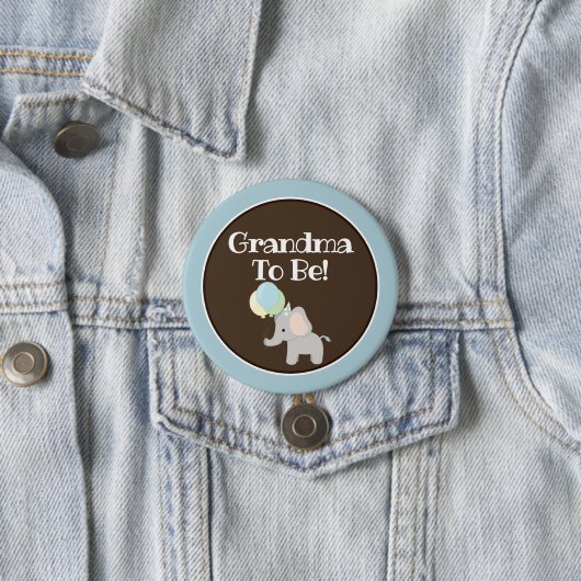 Gepersonaliseerde Button, Baby shower olifant Ronde Button 7,6 Cm (In situ)
