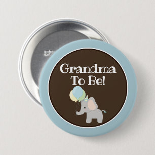 Gepersonaliseerde Button, Baby shower olifant Ronde Button 7,6 Cm
