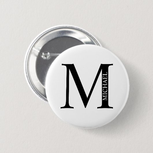 Gepersonaliseerde Button monogram en naam Pinback (Voorkant /achterkant)