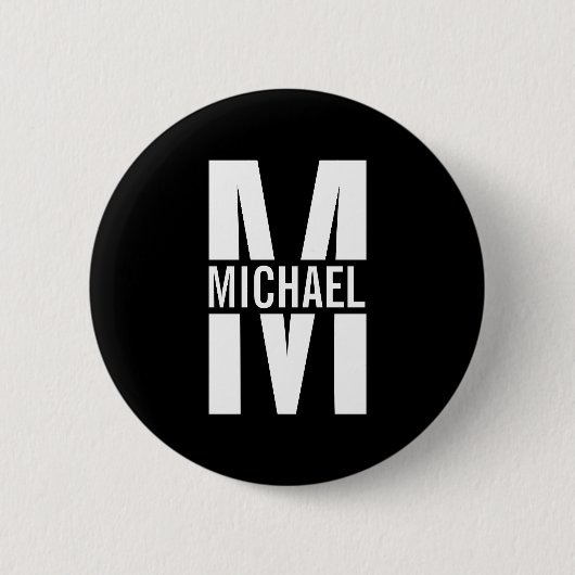 Gepersonaliseerde Button monogram en naam Pinback (Voorkant)