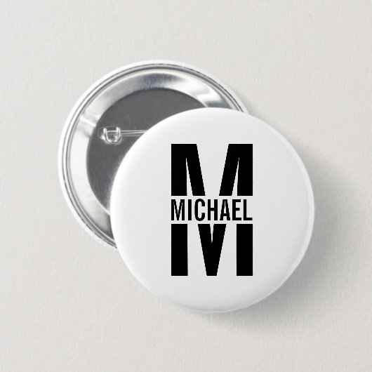 Gepersonaliseerde Button monogram en naam Pinback (Voorkant /achterkant)