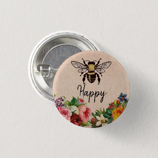 Gepersonaliseerde Button voor bijengelukkig (Voorkant /achterkant)
