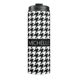 Gepersonaliseerde BW-houndstooth Thermosbeker