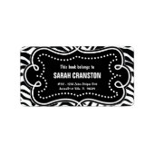 Gepersonaliseerde BW Zebra Stripes Patroon Bookpla Etiket (Voorkant)