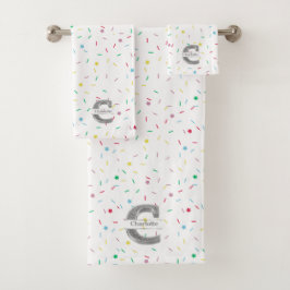 Gepersonaliseerde C-Initiaal Silver Monogram Jouw  Bad Handdoek