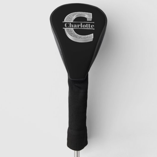 Gepersonaliseerde C-Initiaal Silver Monogram Jouw  Golfheadcover (Voorkant)