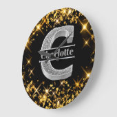 Gepersonaliseerde C-Initiaal Silver Monogram Jouw  Grote Klok (Hoek)