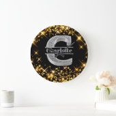 Gepersonaliseerde C-Initiaal Silver Monogram Jouw  Grote Klok (Huis)