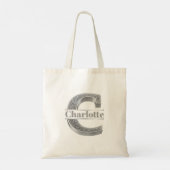 Gepersonaliseerde C-Initiaal Silver Monogram Jouw  Tote Bag (Achterkant)