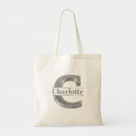 Gepersonaliseerde C-Initiaal Silver Monogram Jouw  Tote Bag