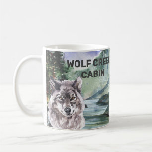 Gepersonaliseerde Cabin Bossen Wolf Forest Koffiemok