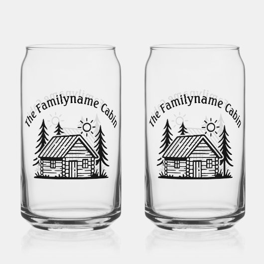 Gepersonaliseerde Cabin Can Glass Drinkware Set Blikvorm Glas (Voorkant)
