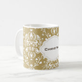 Gepersonaliseerde cacao en Cream Damask Koffiemok (Voorkant links)