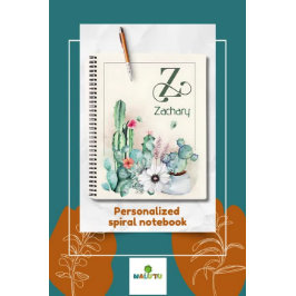 Gepersonaliseerde Cactus Monogram Notitieboek