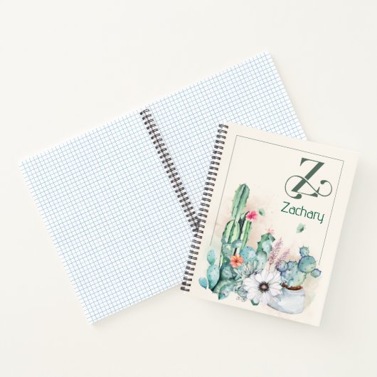 Gepersonaliseerde Cactus Monogram Notitieboek (Binnen)