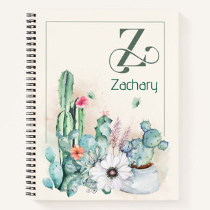 Gepersonaliseerde Cactus Monogram Notitieboek