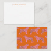 Gepersonaliseerde cadeau-envelop Roze Oranje Tijge Notitiekaartje (Voorkant / Achterkant)