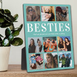 Gepersonaliseerde cadeaus voor Besties | Beste vri Fotoplaat<br><div class="desc">Persoonlijke vriendschapsfoto's met een stijlvolle blauwgroen achtergrond die in elke kleur kan worden veranderd,  negen afbeeldingen van u en uw bijen en een schattig beste vriend citaat.</div>