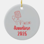 Gepersonaliseerde cadeauverpleegkundigen maken alt keramisch ornament (Achterkant)