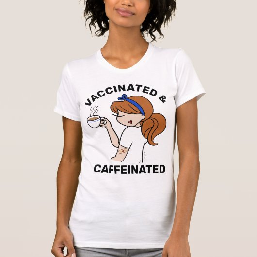 Gepersonaliseerde cafeïne en gevaccineerd t-shirt (Voorkant)