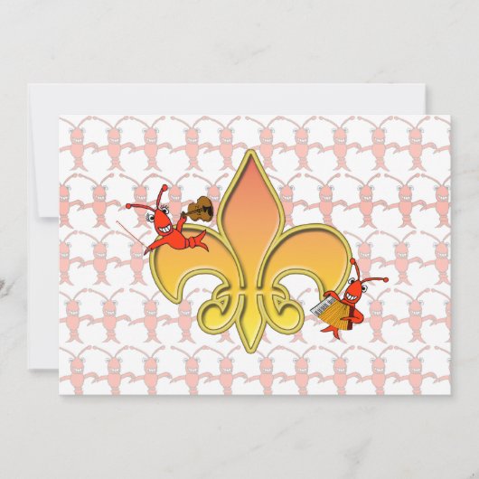 Gepersonaliseerde Cajun Crawfish Fleur de Lis Invi Kaart (Voorkant)