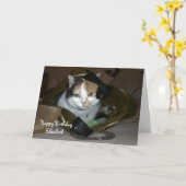 Gepersonaliseerde Calico kat in een boodschappenta Kaart (Gele Bloem)