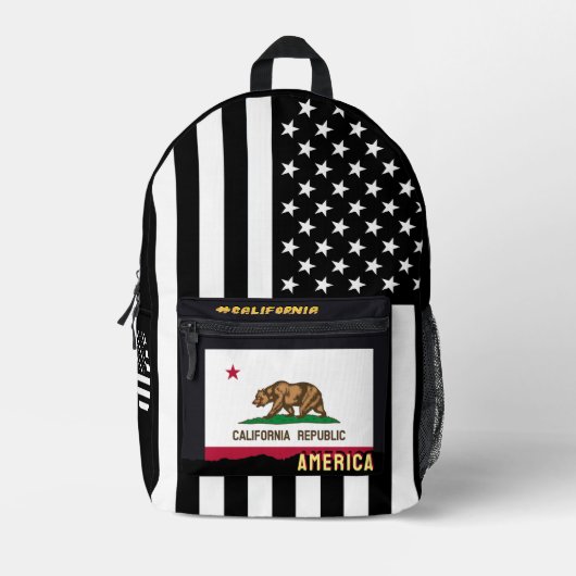 Gepersonaliseerde California Flag tas, Amerikaanse Bedrukte Rugzak (Voorkant)