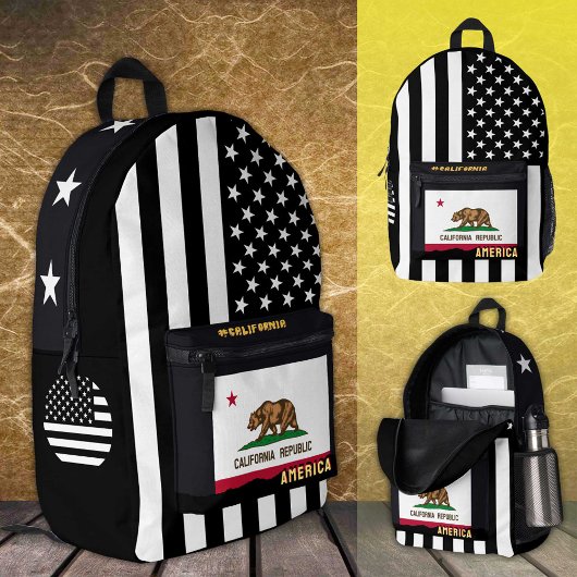 Gepersonaliseerde California Flag tas, Amerikaanse Bedrukte Rugzak
