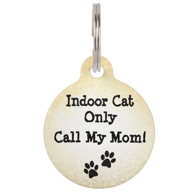 Gepersonaliseerde "Call My Mom" Cat ID Label - Bin Huisdierpenning (Voorkant)