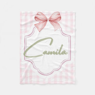 Gepersonaliseerde Camila Baby Girl Nursery Bow & G Fleece Deken